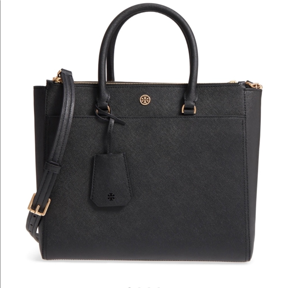 TORY BURCH LARGE ROBINSON DOUBLE ZIP TOte black